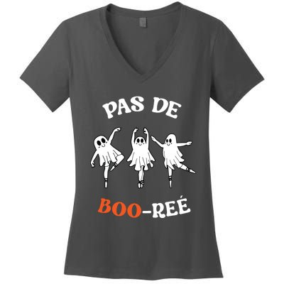 Pas De BooréE Ghost Ballet Dancer Halloween Dance Teacher Women's V-Neck T-Shirt