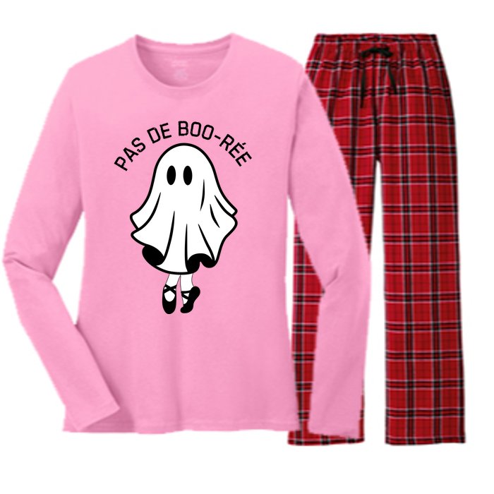 Pas De BooréE Funny Ballet Ghosts Halloween Dance Women's Long Sleeve Flannel Pajama Set 