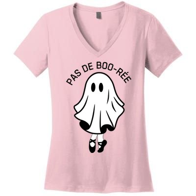 Pas De BooréE Funny Ballet Ghosts Halloween Dance Women's V-Neck T-Shirt