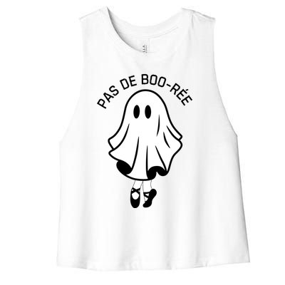 Pas De BooréE Funny Ballet Ghosts Halloween Dance Women's Racerback Cropped Tank