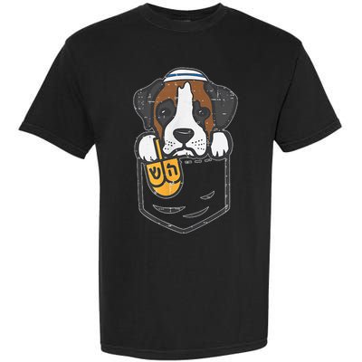 Pocket Dog Boxer Jewish Hanukkah Pajamas Chanukah Pjs Garment-Dyed Heavyweight T-Shirt