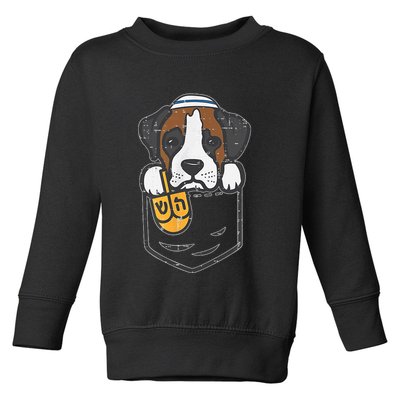 Pocket Dog Boxer Jewish Hanukkah Pajamas Chanukah Pjs Toddler Sweatshirt