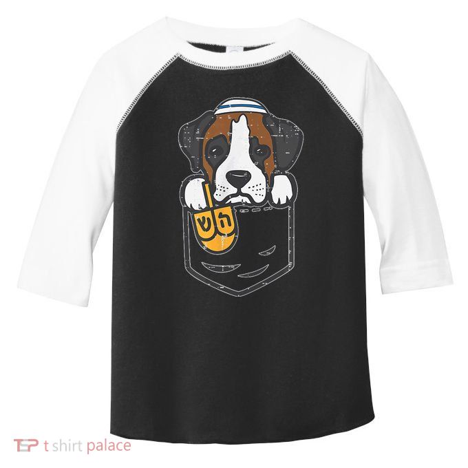 Pocket Dog Boxer Jewish Hanukkah Pajamas Chanukah Pjs Toddler Fine Jersey T-Shirt