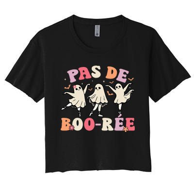 Pas De Boo RéE Ghost Ballet Dancer Halloween Dance Teacher Women's Crop Top Tee