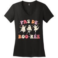 Pas De Boo RéE Ghost Ballet Dancer Halloween Dance Teacher Women's V-Neck T-Shirt