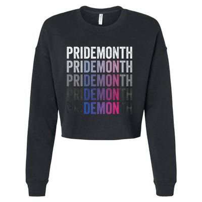 Pride Demon Bisexual Bi Pride Month Lgbtq Gay Lesbian Queer Cropped Pullover Crew