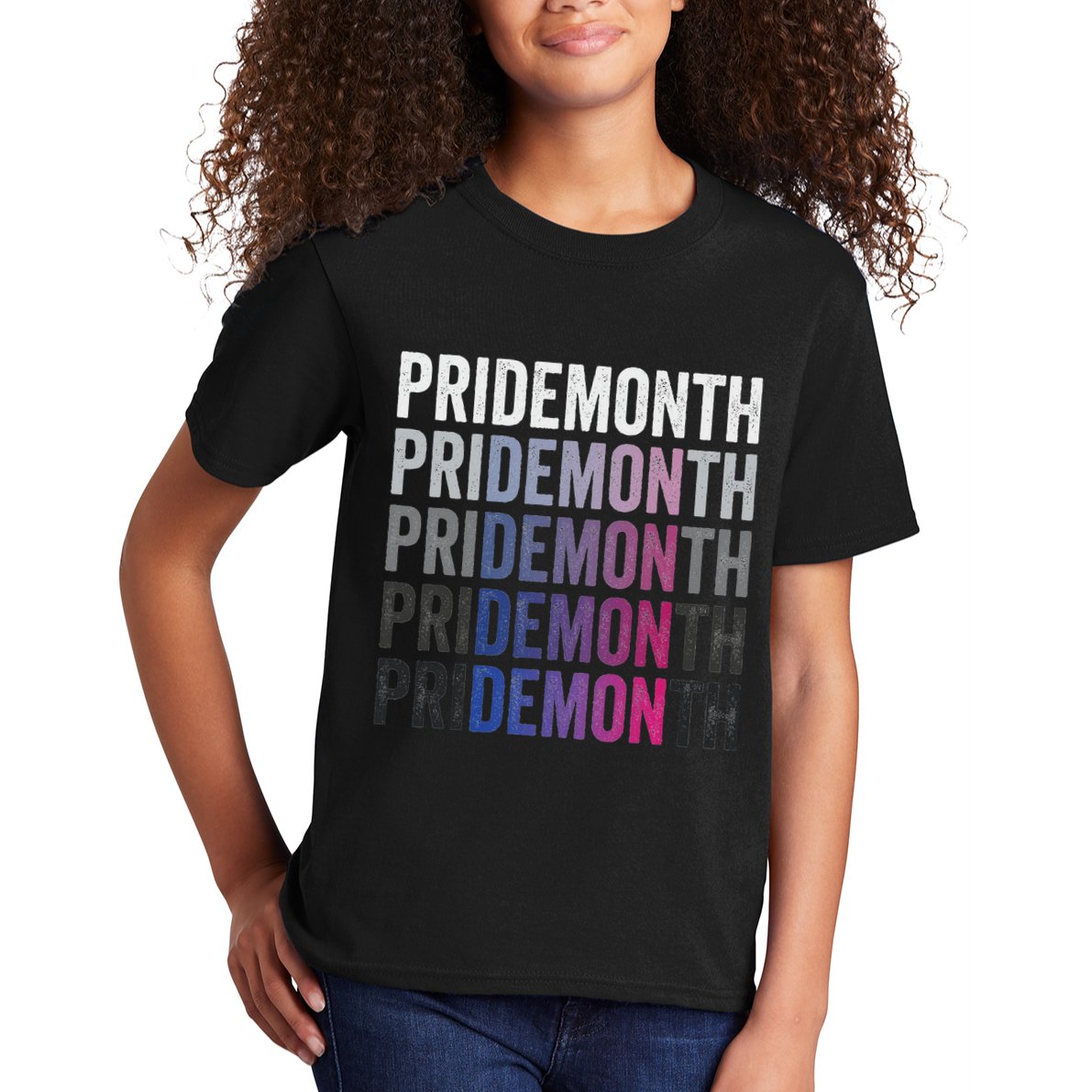 Pride Demon Bisexual Bi Pride Month Lgbtq Gay Lesbian Queer Kids T-Shirt