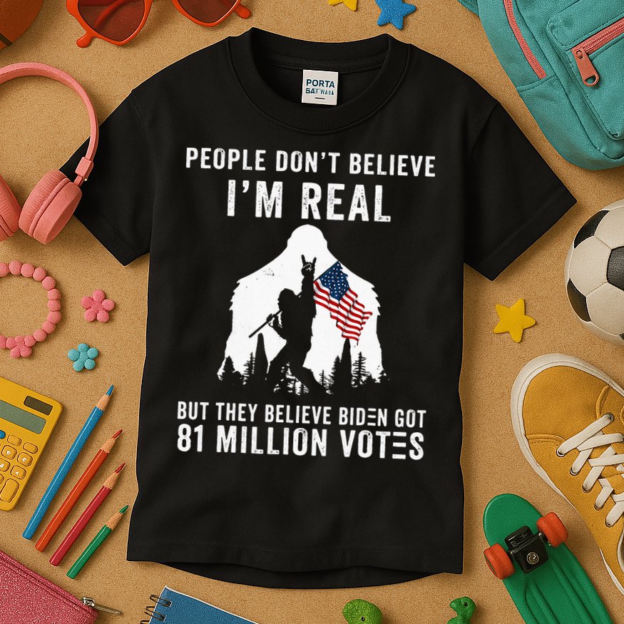 People Dont Believe Im Real But They Believe Biden Bigfoot Kids T-Shirt