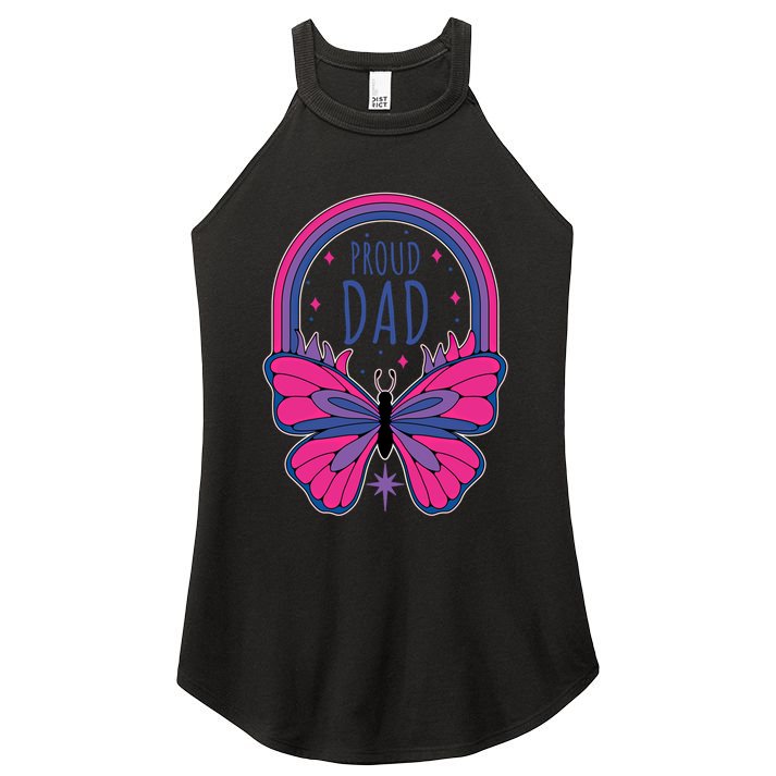 Proud Dad Bi Bisexual Pride Gift Women's Perfect Tri Rocker Tank