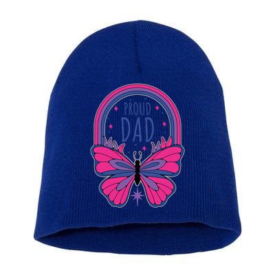 Proud Dad Bi Bisexual Pride Gift Short Acrylic Beanie