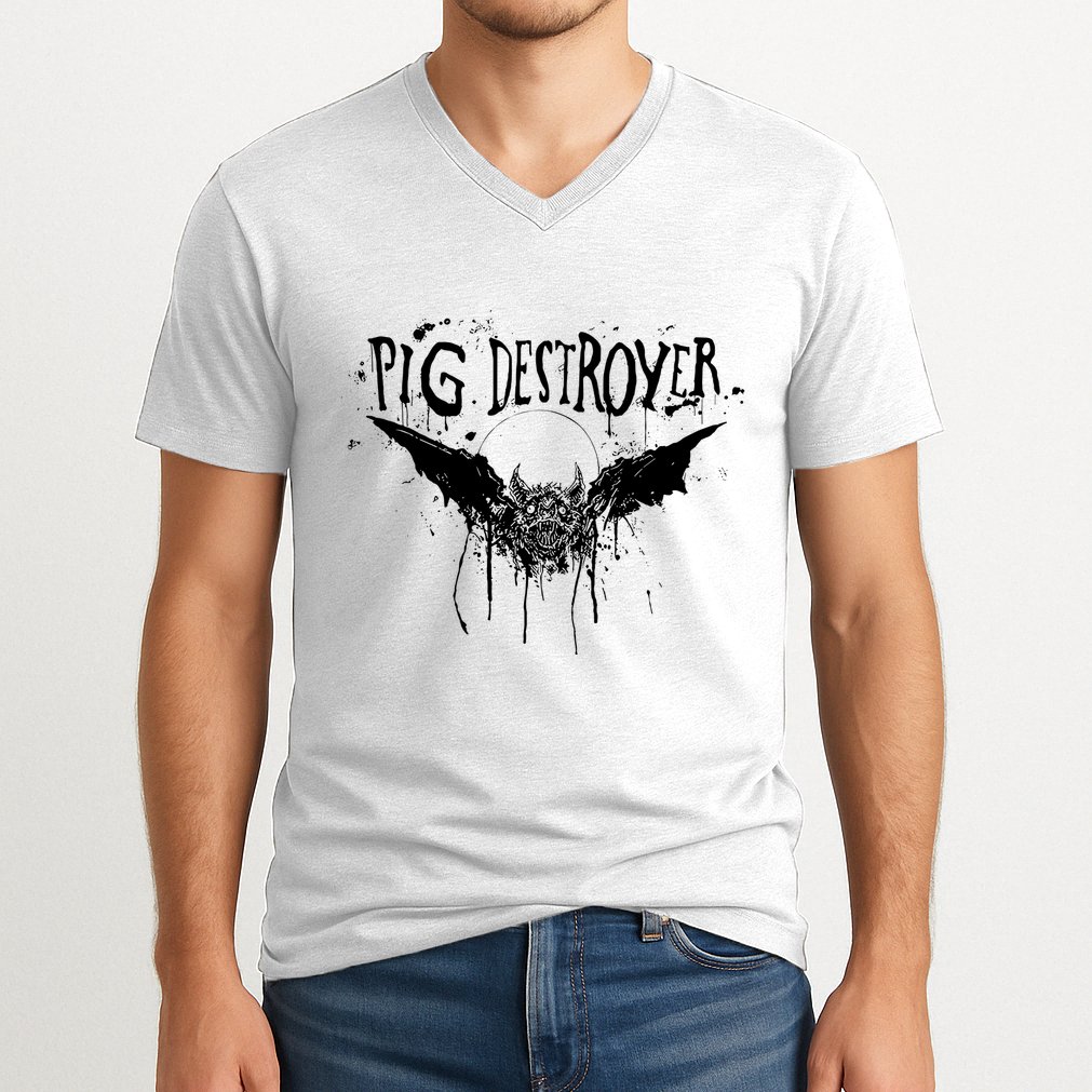 Pig Destroyer Bat V-Neck T-Shirt