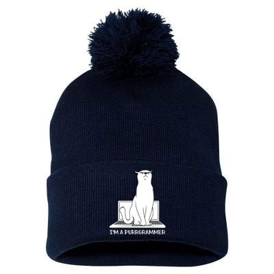 Programming Developer Coding Cat Programmer Pom Pom 12in Knit Beanie