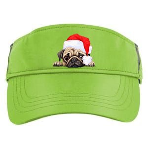 Pug Dog Christmas New Years Santa Claus Hat VNeck Adult Drive Performance Visor