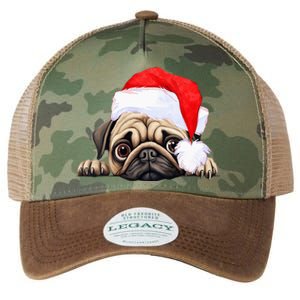 Pug Dog Christmas New Years Santa Claus Hat VNeck Legacy Tie Dye Trucker Hat