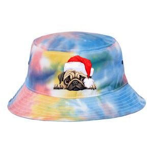 Pug Dog Christmas New Years Santa Claus Hat VNeck Tie Dye Newport Bucket Hat