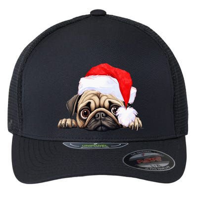Pug Dog Christmas New Years Santa Claus Hat VNeck Flexfit Unipanel Trucker Cap
