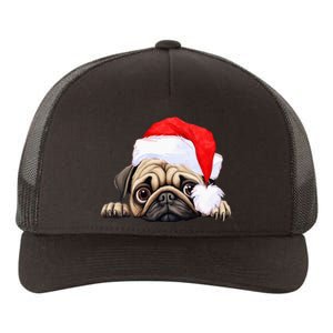 Pug Dog Christmas New Years Santa Claus Hat VNeck Yupoong Adult 5-Panel Trucker Hat