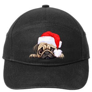 Pug Dog Christmas New Years Santa Claus Hat VNeck 7-Panel Snapback Hat