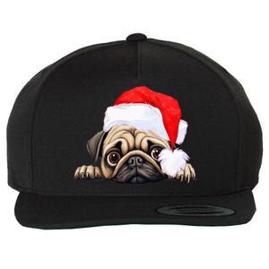 Pug Dog Christmas New Years Santa Claus Hat VNeck Wool Snapback Cap