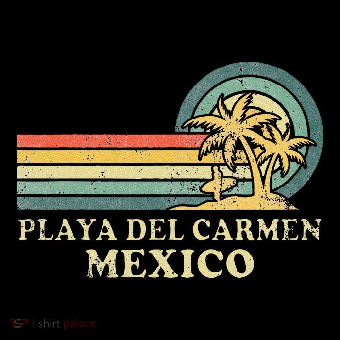 Playa Del Carmen Beach Mexico Vacation Vintage Palm Tree Kids T-Shirt