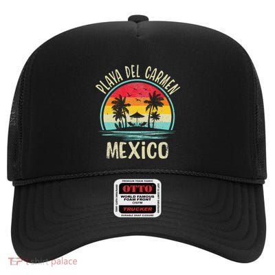 Playa Del Carmen Beach Mexico Family Summer Vacation High Crown Mesh Back Trucker Hat