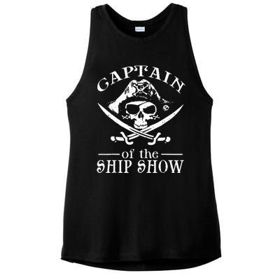 Pirate Design Captain Ship Show Boater Boating Captain Ladies PosiCharge Tri-Blend Wicking Tank