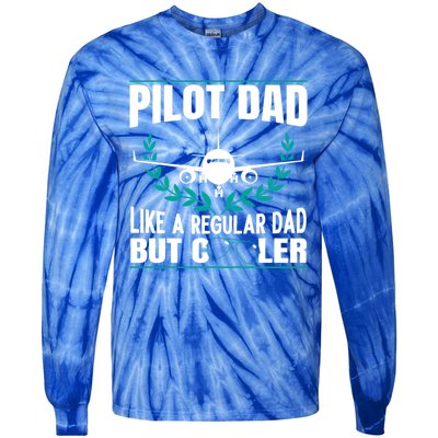 Pilot Dad Copilot Plane Aviator Airplane Fathers Day Great Gift Tie-Dye Long Sleeve Shirt