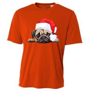 Pug Dog Christmas New Years Santa Claus Hat Funny Gift Cooling Performance Crew T-Shirt