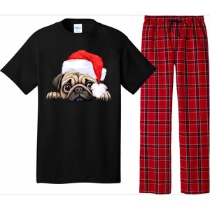 Pug Dog Christmas New Years Santa Claus Hat Funny Gift Pajama Set