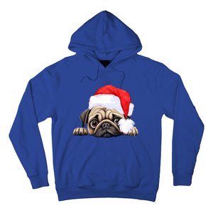 Pug Dog Christmas New Years Santa Claus Hat Funny Gift Hoodie