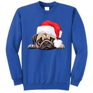 Pug Dog Christmas New Years Santa Claus Hat Funny Gift Sweatshirt