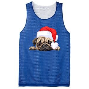 Pug Dog Christmas New Years Santa Claus Hat Funny Gift Mesh Reversible Basketball Jersey Tank