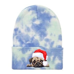 Pug Dog Christmas New Years Santa Claus Hat Funny Gift Tie Dye 12in Knit Beanie