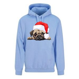 Pug Dog Christmas New Years Santa Claus Hat Funny Gift Unisex Surf Hoodie