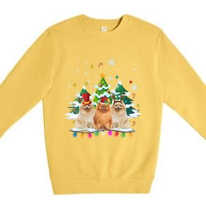 Pomeranian Dog Christmas Dogs Santa Reindeer Gift Premium Crewneck Sweatshirt