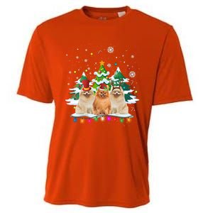 Pomeranian Dog Christmas Dogs Santa Reindeer Gift Cooling Performance Crew T-Shirt