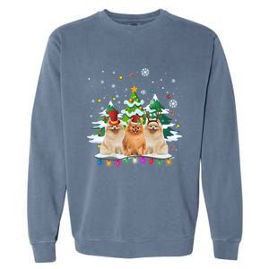 Pomeranian Dog Christmas Dogs Santa Reindeer Gift Garment-Dyed Sweatshirt