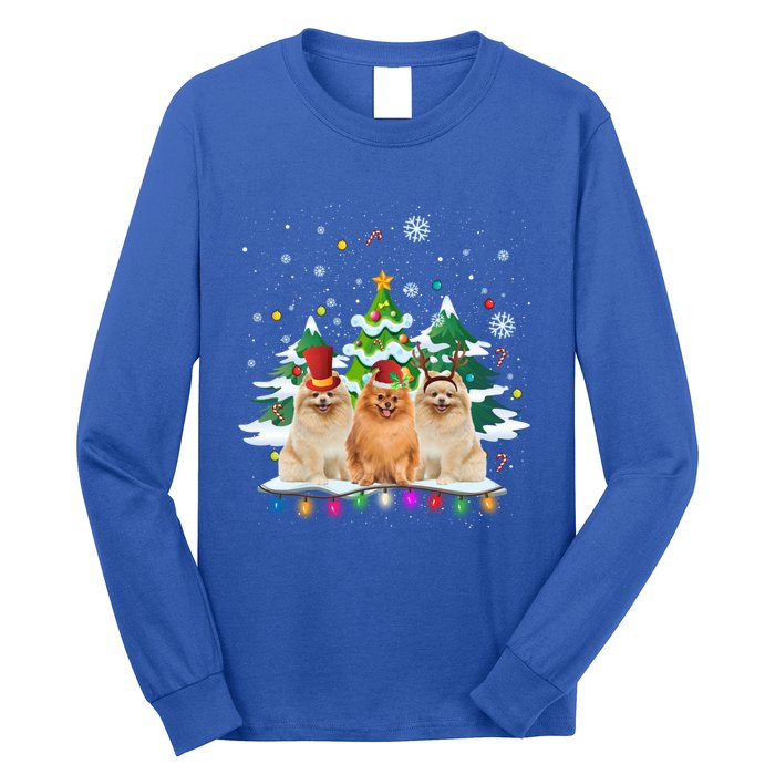 Pomeranian Dog Christmas Dogs Santa Reindeer Gift Long Sleeve Shirt