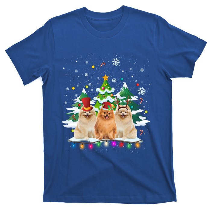 Pomeranian Dog Christmas Dogs Santa Reindeer Gift T-Shirt