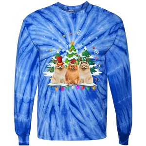 Pomeranian Dog Christmas Dogs Santa Reindeer Gift Tie-Dye Long Sleeve Shirt