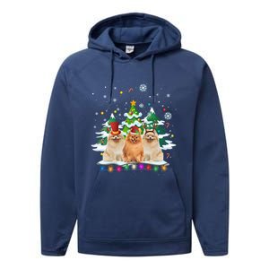 Pomeranian Dog Christmas Dogs Santa Reindeer Gift Performance Fleece Hoodie