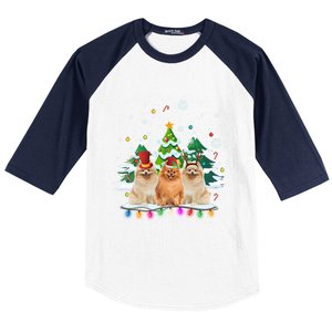 Pomeranian Dog Christmas Dogs Santa Reindeer Gift Baseball Sleeve Shirt