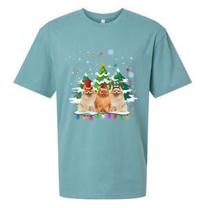 Pomeranian Dog Christmas Dogs Santa Reindeer Gift Sueded Cloud Jersey T-Shirt