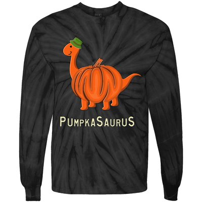 Pumpkin Dinosaur Costume Spooktacular Halloween & Thanksgiving Fun! Tie-Dye Long Sleeve Shirt