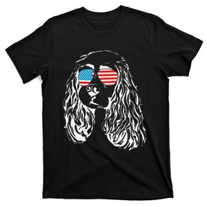 Patriotic Dog Cocker Spaniel USA American Flag Tee T-Shirt