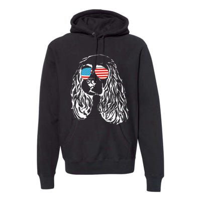 Patriotic Dog Cocker Spaniel USA American Flag Tee Premium Hoodie