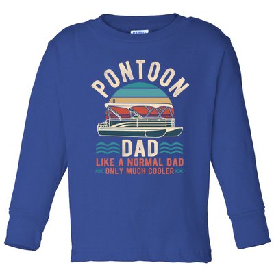 Pontoon Dad Captain Funny Boating Vintage Fathers Day Gift Toddler Long Sleeve Shirt