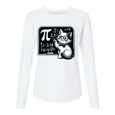 Pi Day Cat Womens Cotton Relaxed Long Sleeve T-Shirt