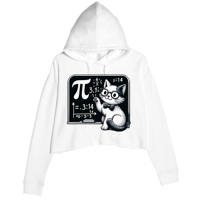 Pi Day Cat Crop Fleece Hoodie