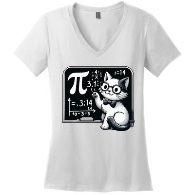 Pi Day Cat Women's V-Neck T-Shirt